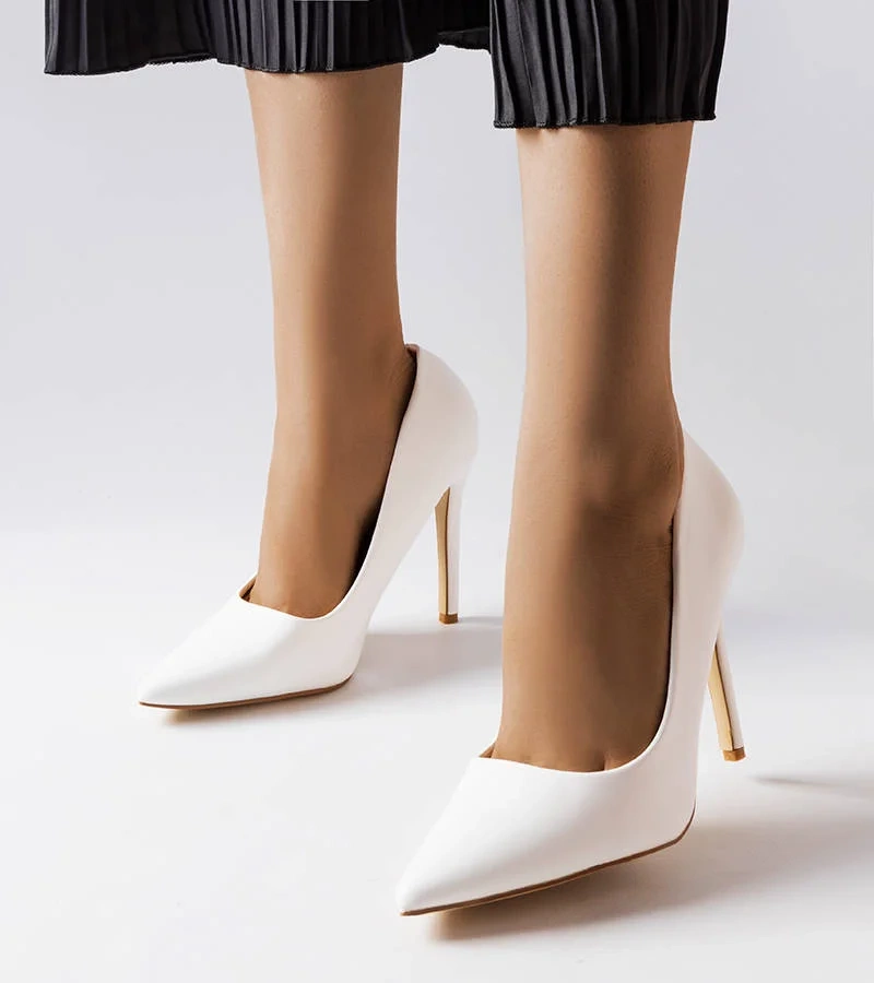 Pantofi stiletto Delis clasici albi
