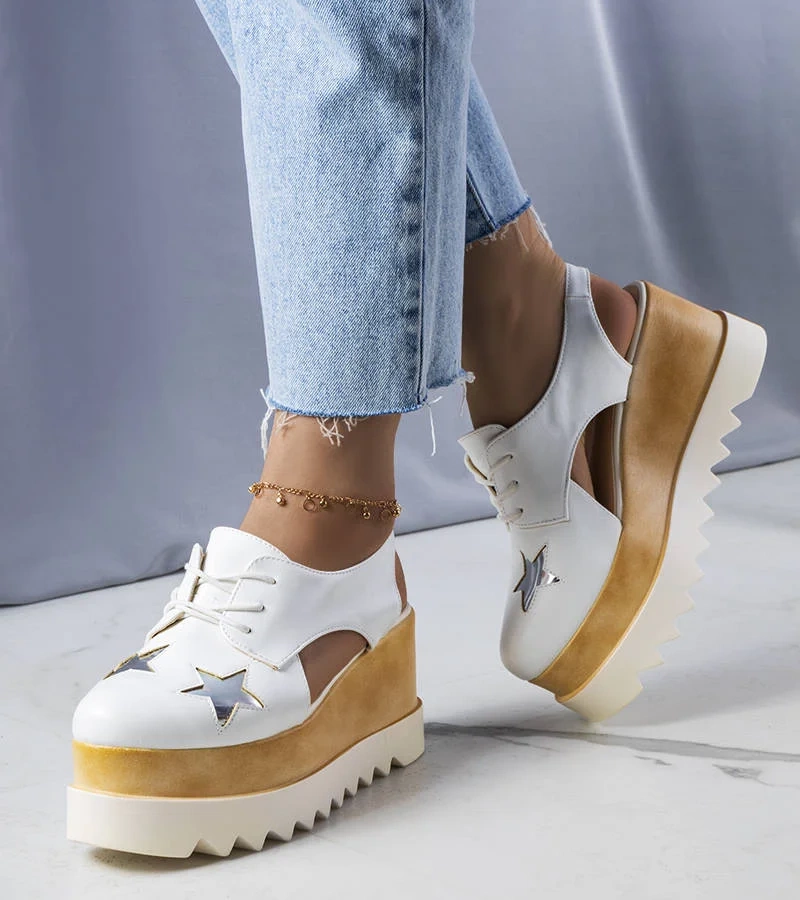 Pantofi cu platformă cu pană albă Joan