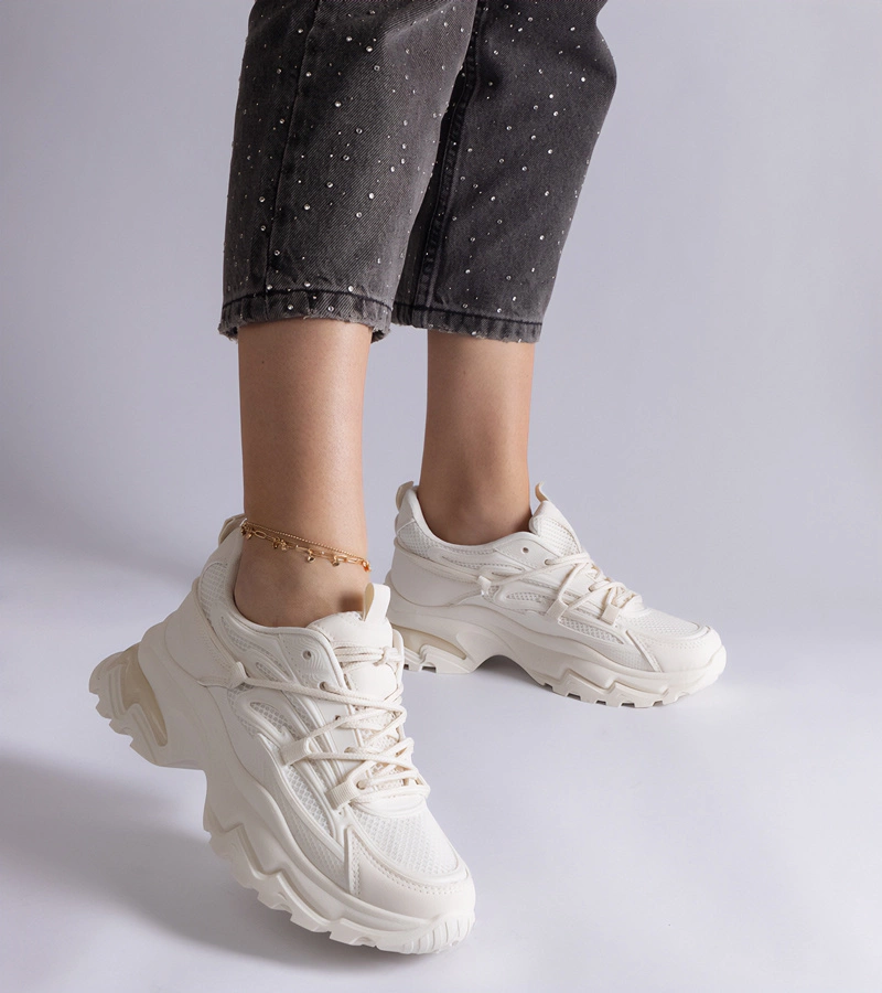 Adidași sport bej pe talpă masivă Roxana