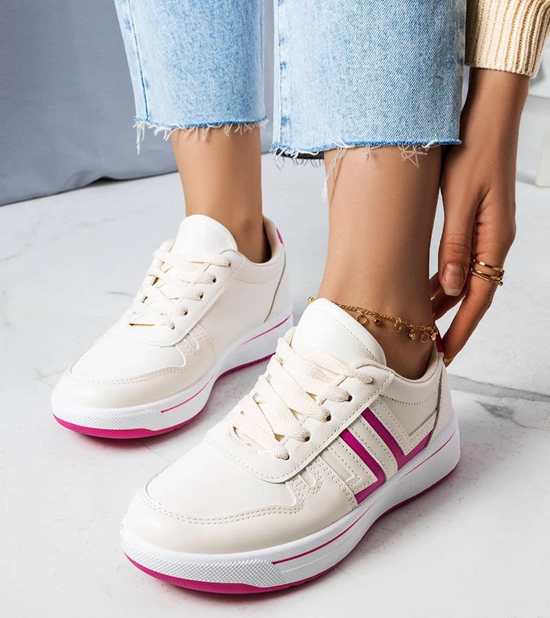 Adidași crem cu inserții Olympia roz