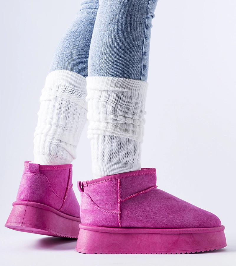 Cizme de iarnă roz căptușite, cu platformă, Miso