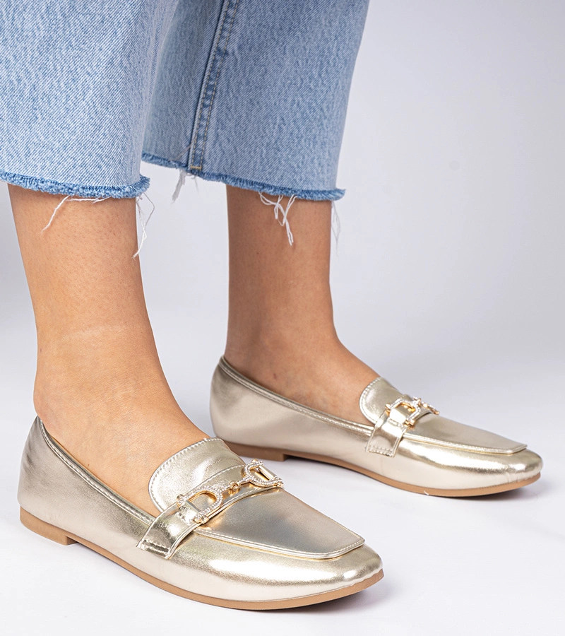 Pantofi eleganți aurii cu pietre strălucitoare Banzao