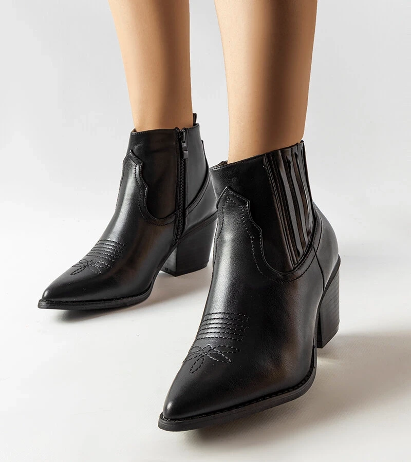 Cizme negre clasice de cowboy Gustav