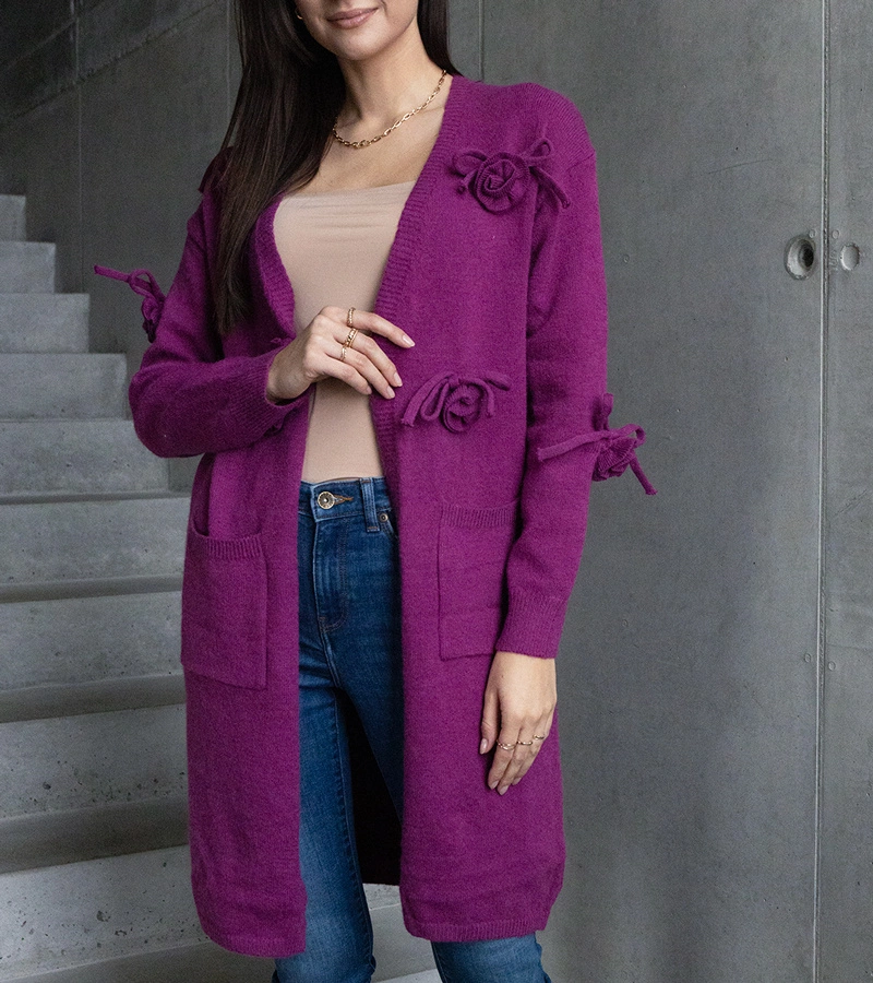 Cardigan lung roz închis Lira