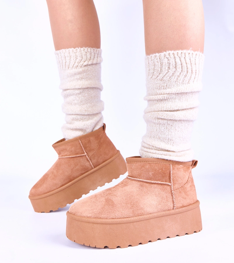 Cizme de zăpadă maro pe platformă îmblănite Mouna