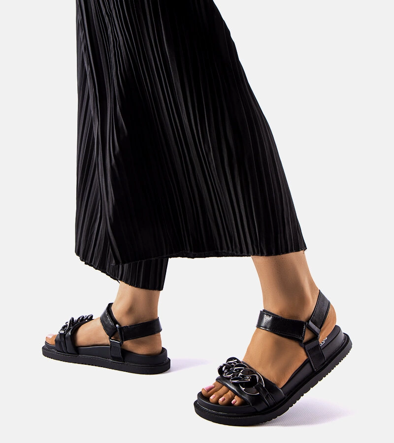 Sandale sport negre cu lanț Machesney