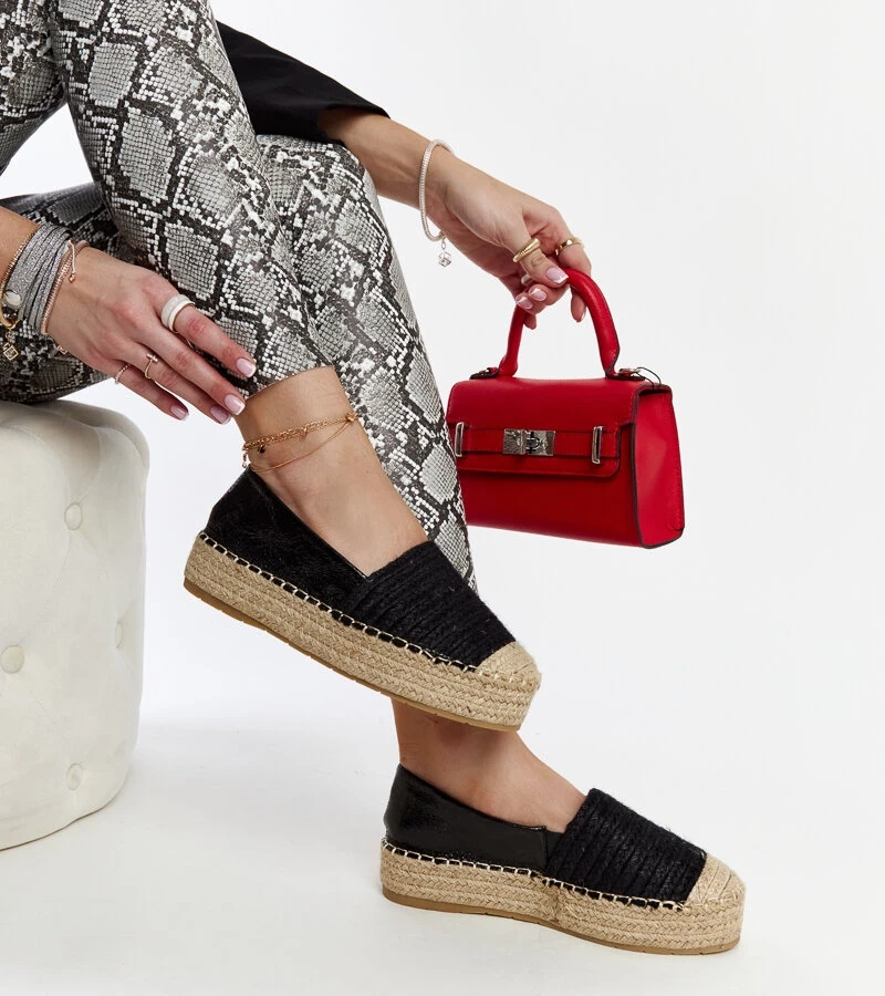 Espadrile negre pe platforma Danica