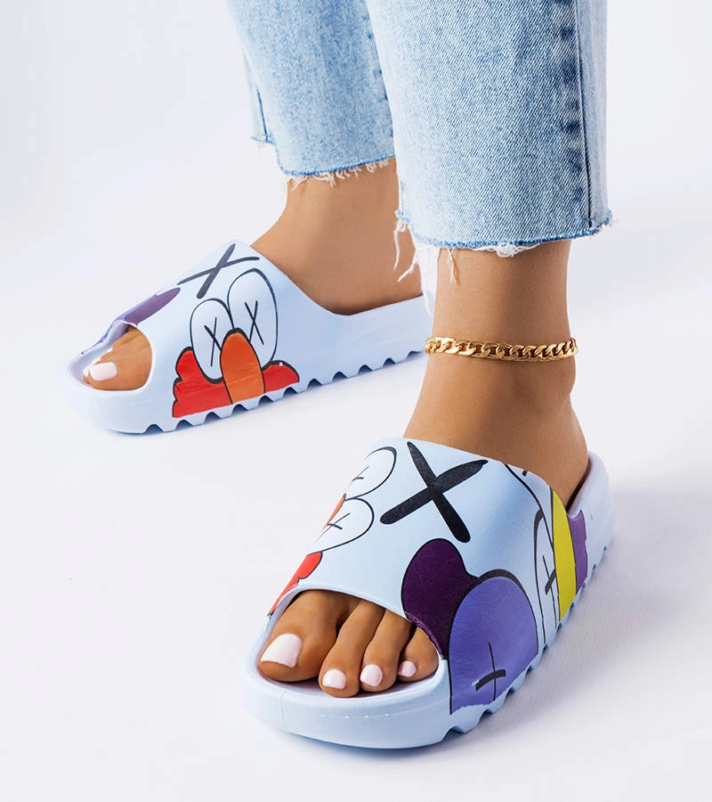 Șlapi cu imprimeu Lindale albastru