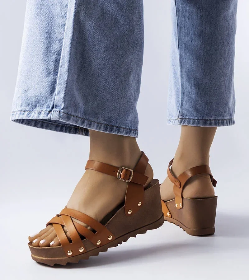 Sandale cu toc cu platformă Audric maro