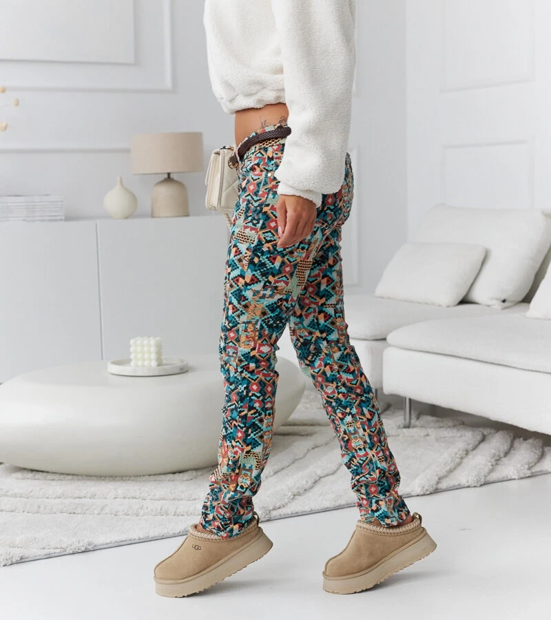 Pantaloni cu model multicolor RE-246 MULTICOLOR