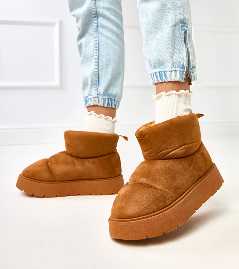 Cizme de zăpadă îmblănite maro pe platformă Ribeiro