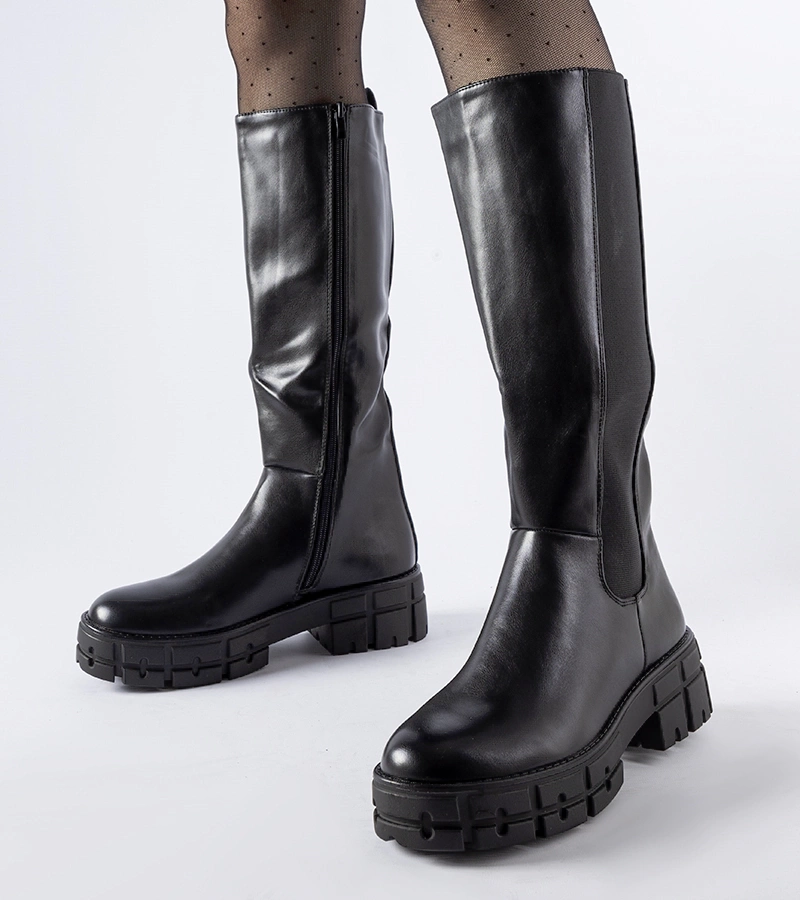 Cizme negre plate călduroase Ceredano