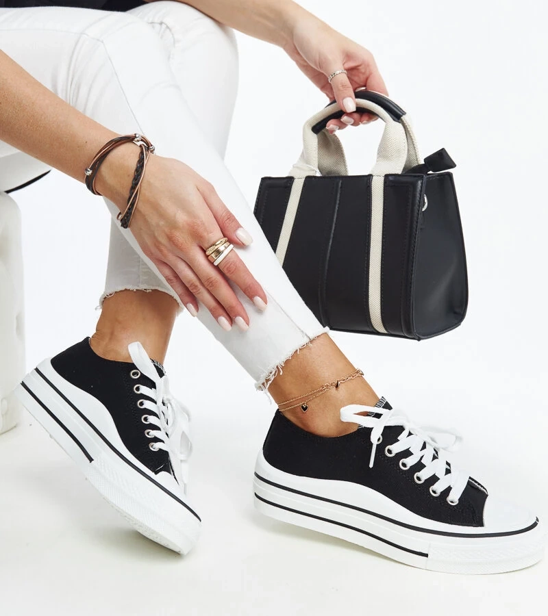 Pantofi de sport negri cu talpă groasă de Dima