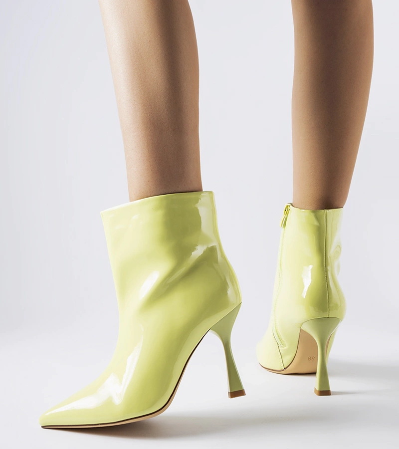 Botine verzi lacuite cu toc Dionisi