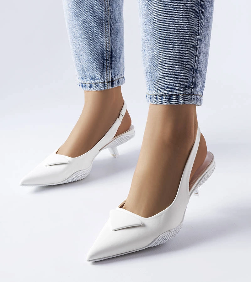 Sandale cu tocuri joase White Gougeon