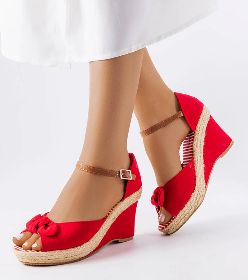 Espadrile roșii pe platforme Fayme