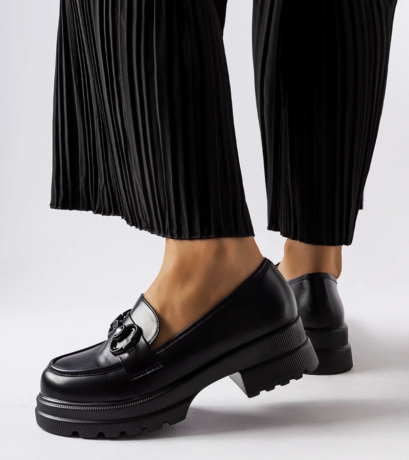 Mocasini negri cu o catarama neagra Morubio.