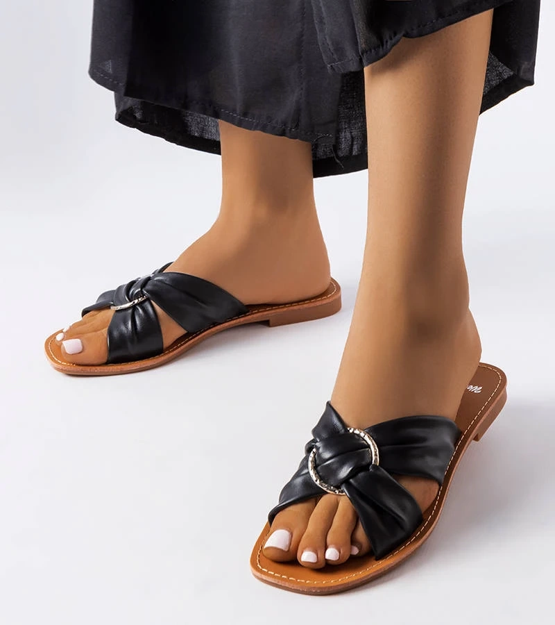 Șlapi eleganți Belisarda negri