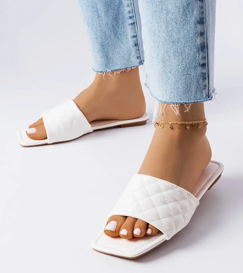 Flip-flops matlasat Labrie alb elegant