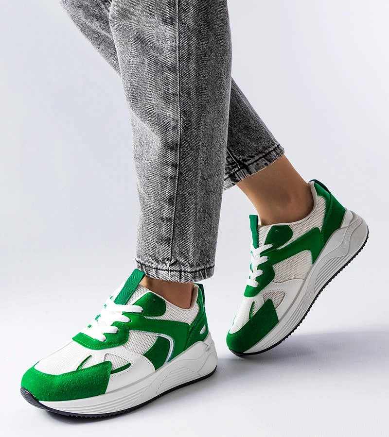 Adidași din material combinat Riel verde