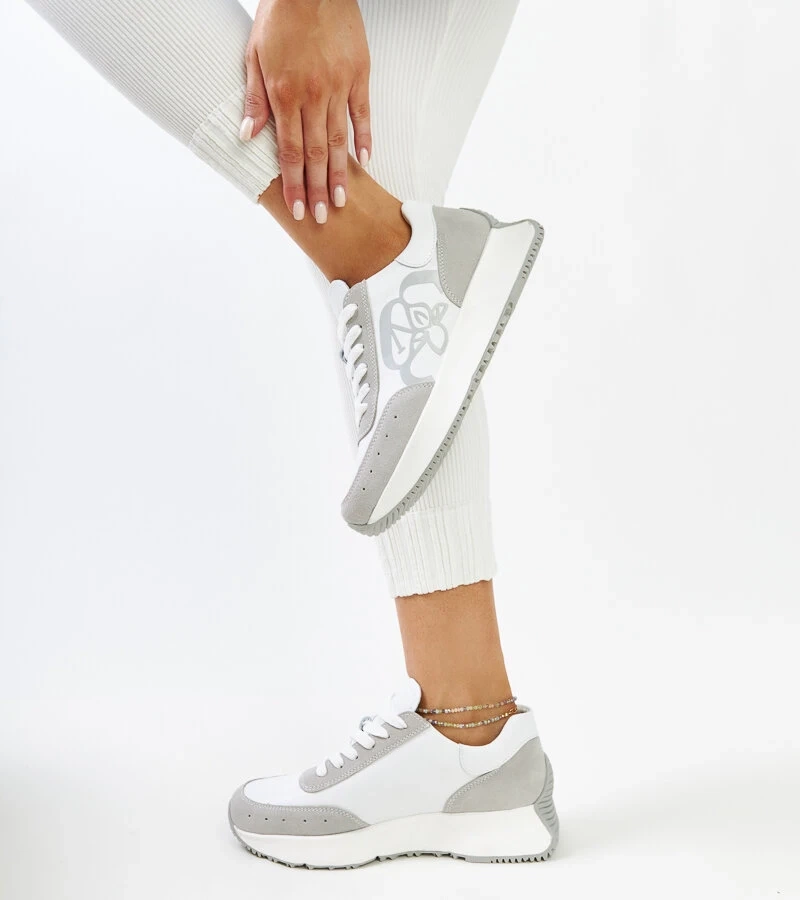 Sneakersi de piele alb-gri Salimah