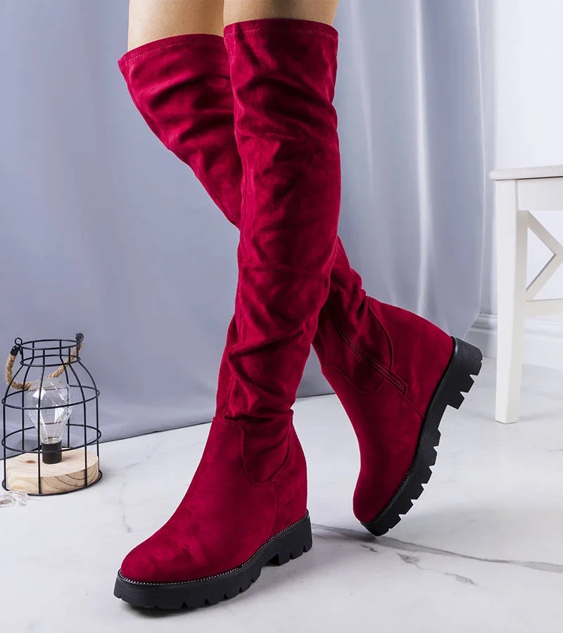 Cizme cu platformă Naomi din piele de căprioară maron