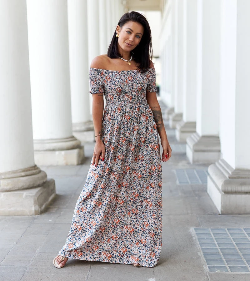 Bottidda rochie albastru marin cu pliu