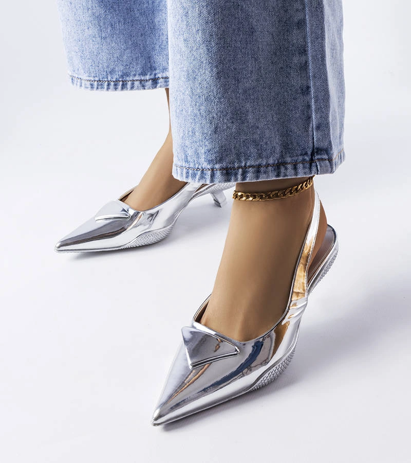 Sandale cu tocuri joase Silver Gougeon