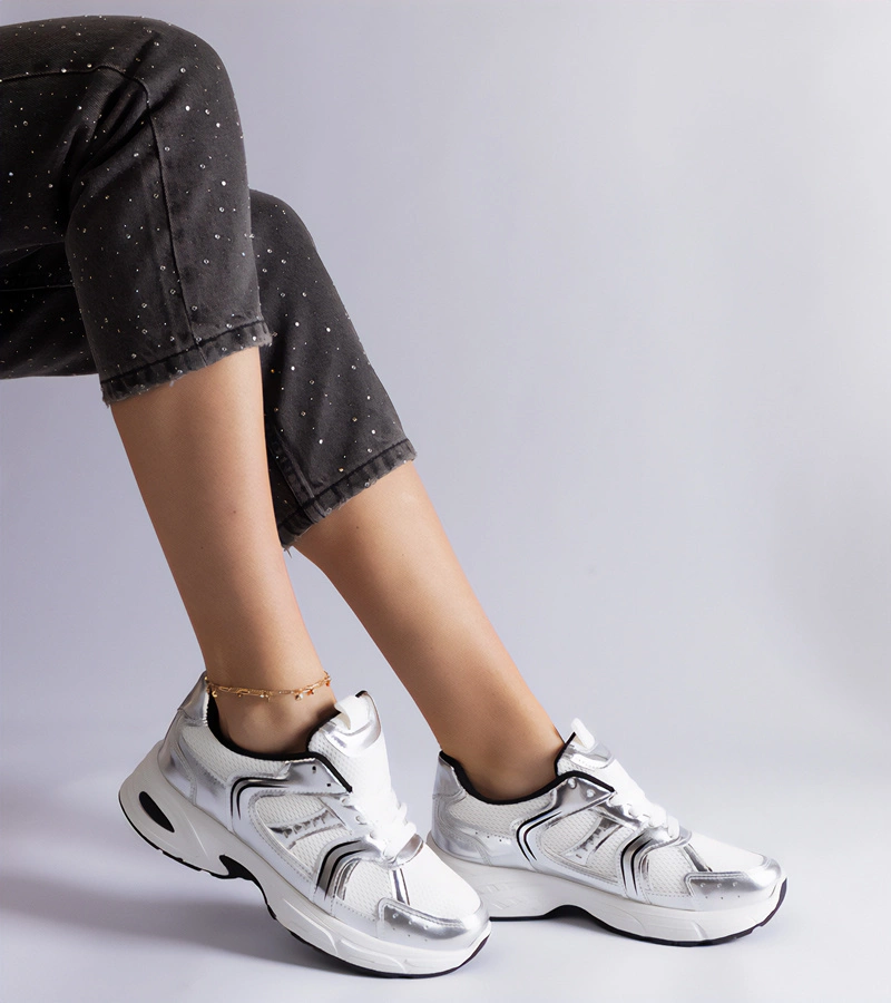 Adidași sportivi alb-argintii Ena