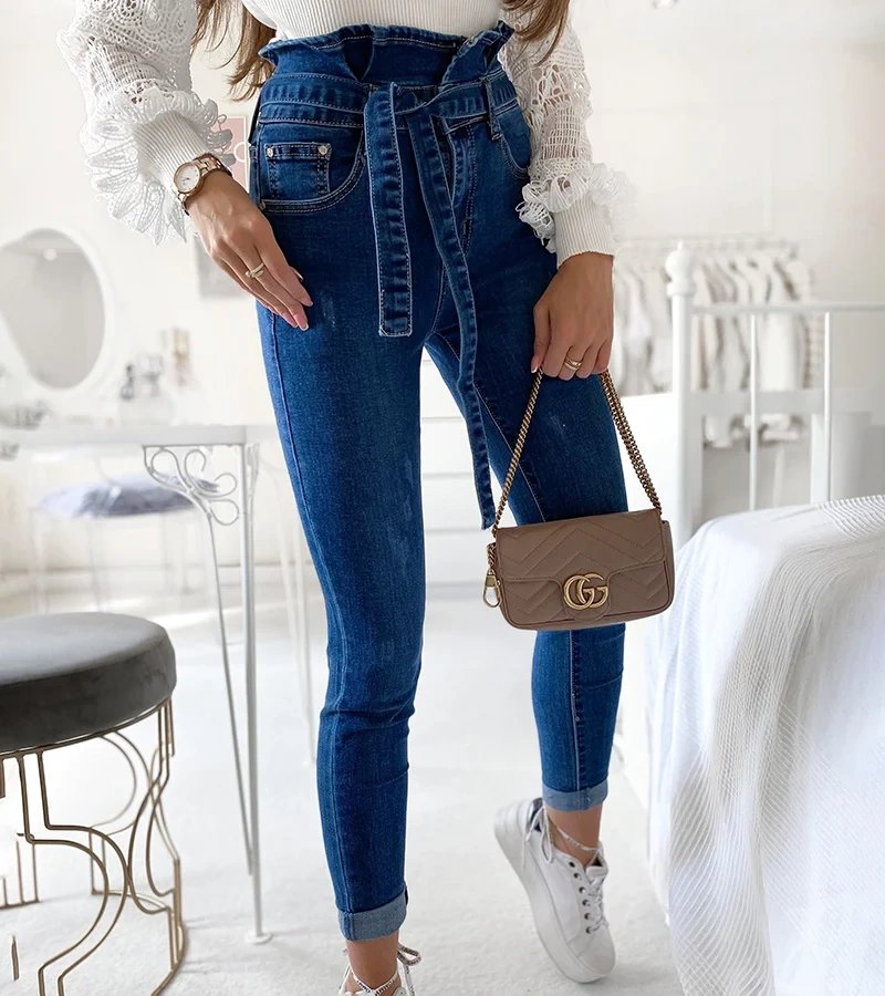 Blugi albaștri Camden cu talie înaltă