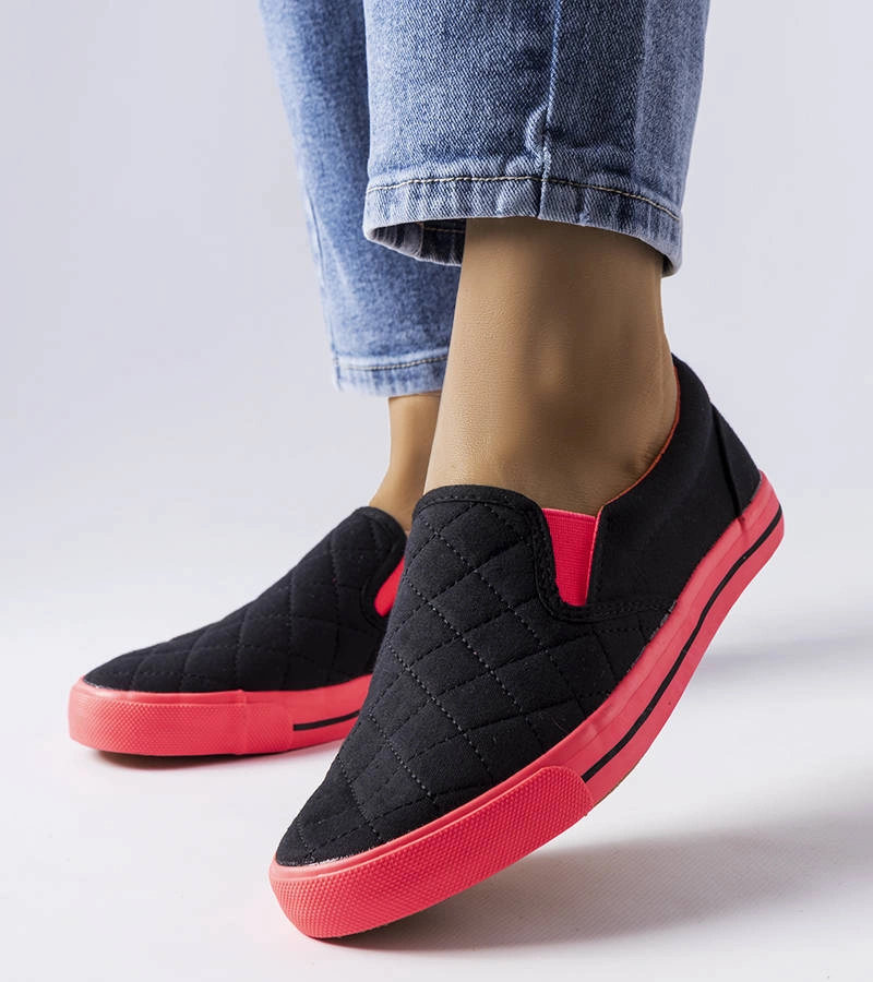 Pantofi de sport negri matlasați Balsamo slip-on