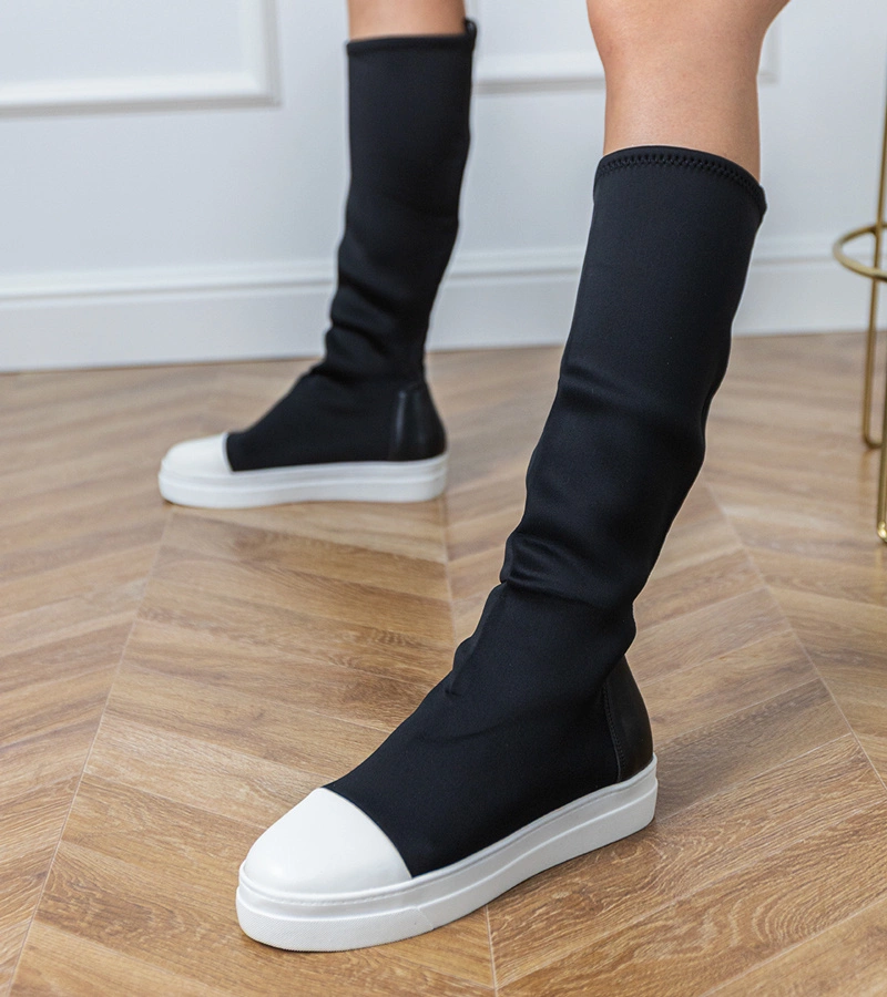 Cizme sport negre din material textil cu partea superioară elastică Lussa