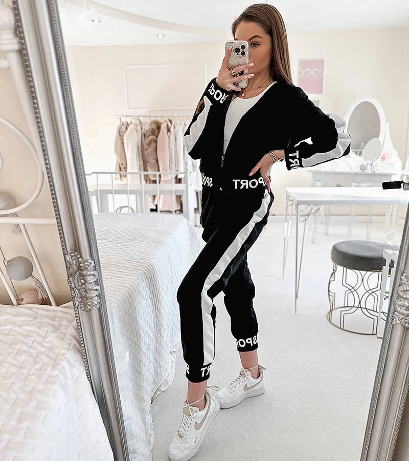 Set de trening negru cu șnururi Kabir