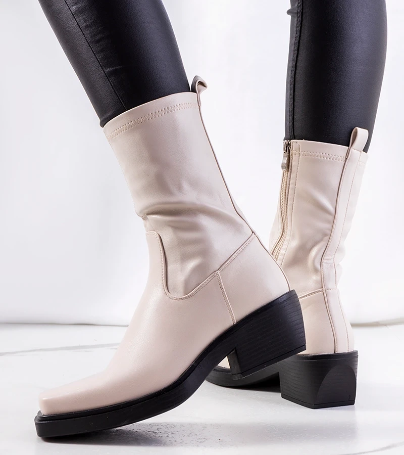 Cizme cu toc Marisa bej