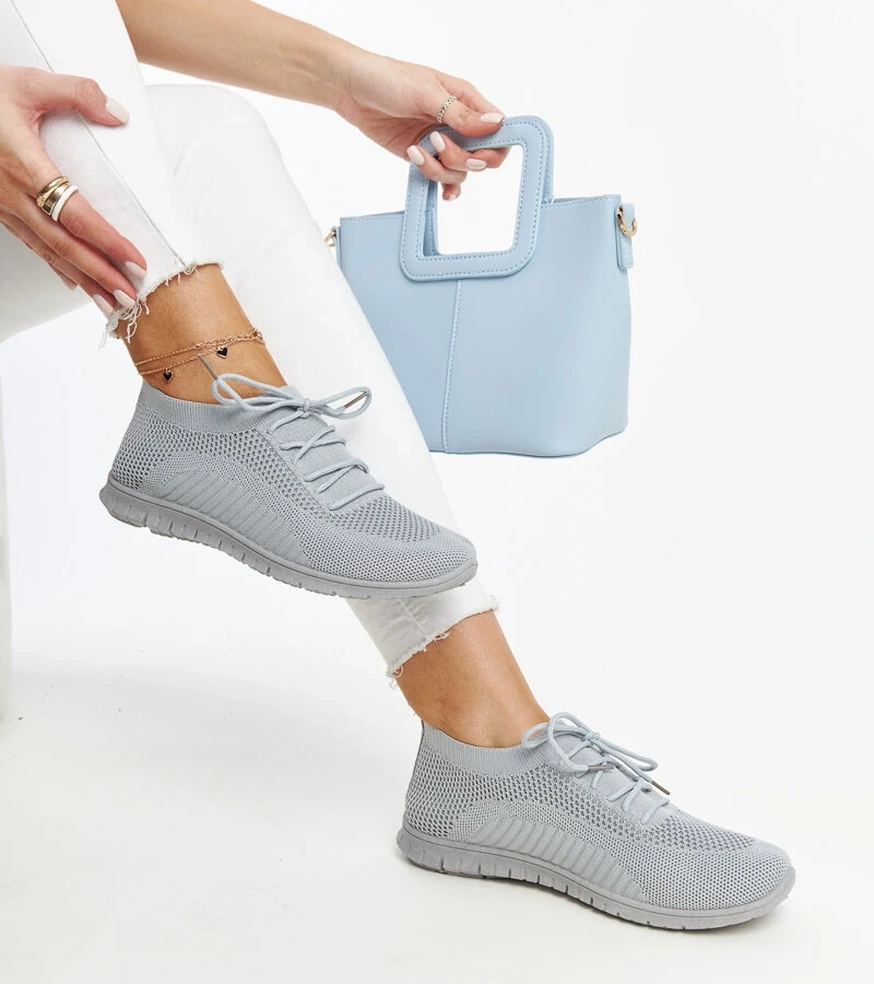 Sneakers gri din material Zahira