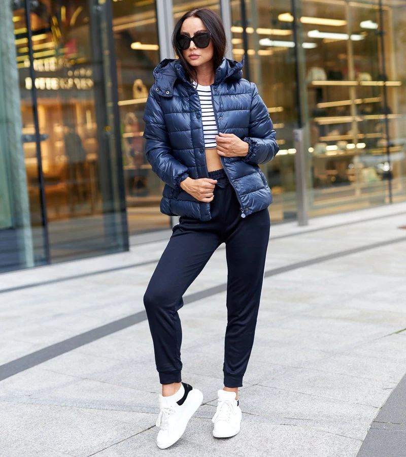 Jachetă Berta albastru marin lucioasă