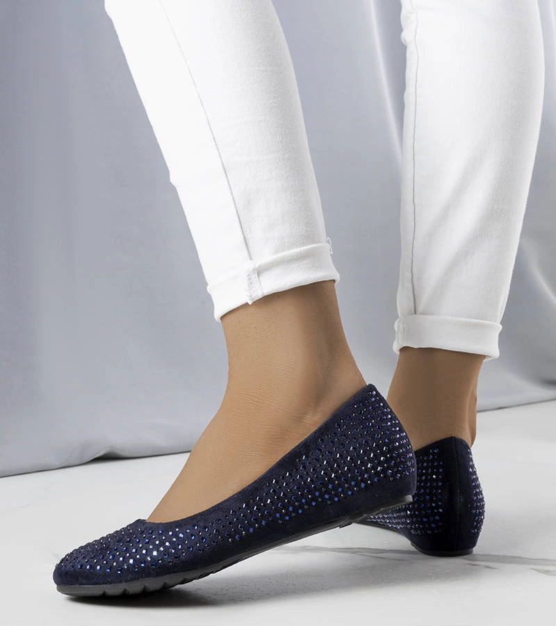 Balerini albastru marin cu tocuri acoperite Julie