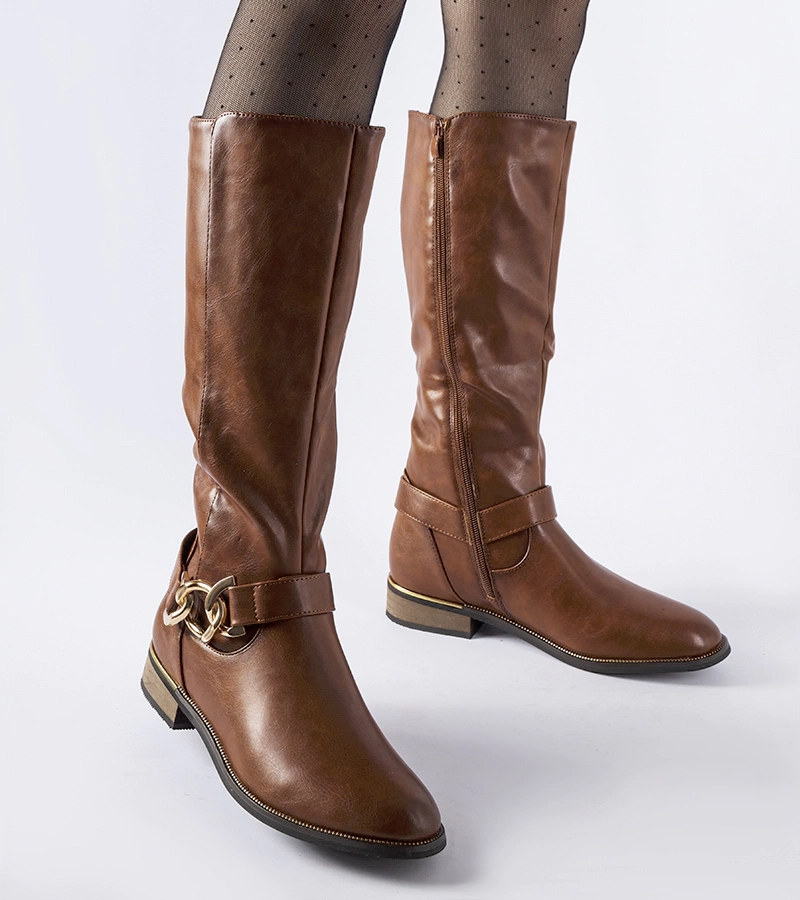 Cizme călduroase maro decorate cu cataramă Ortega