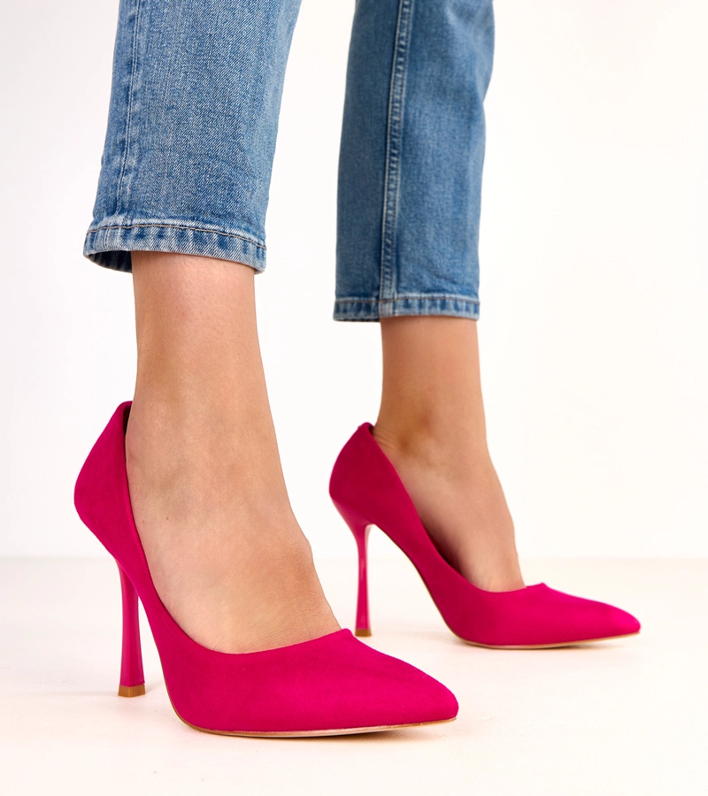 Pantofi stiletto roz din piele ecologică Leslie
