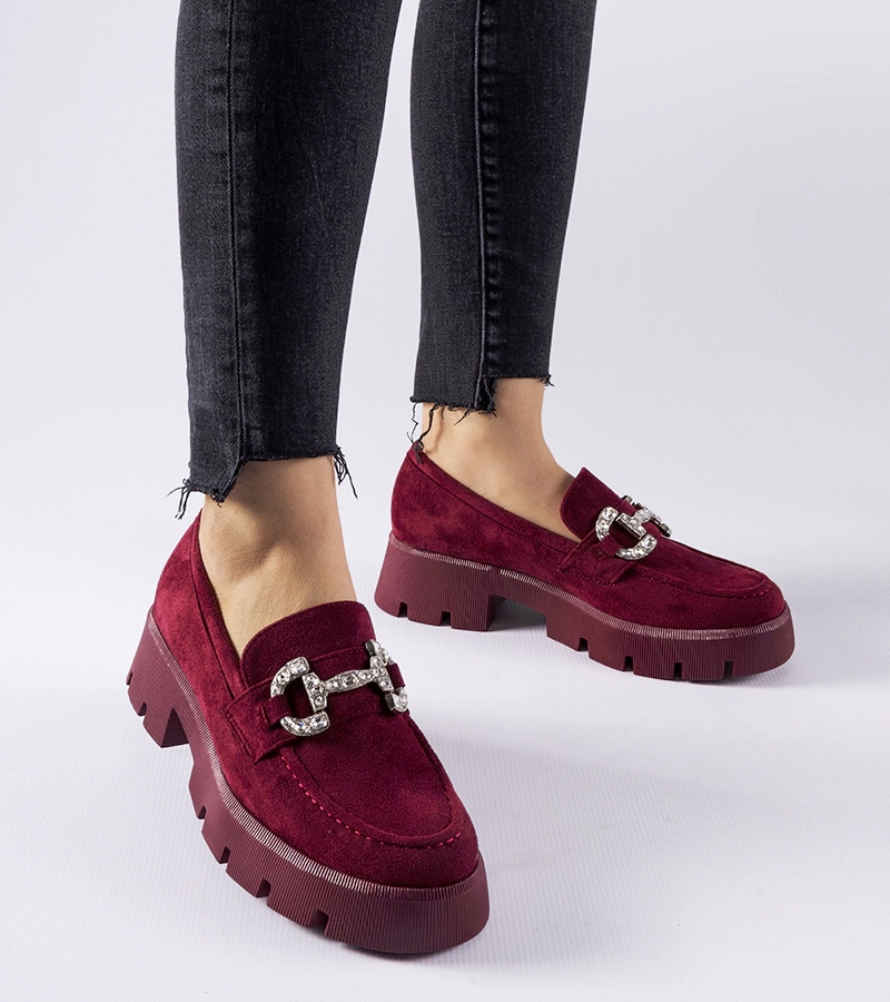 Mocasini bordo cu strasuri Giacomo