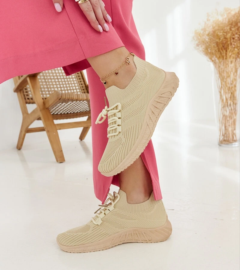 Sneakers de material bej Ornella