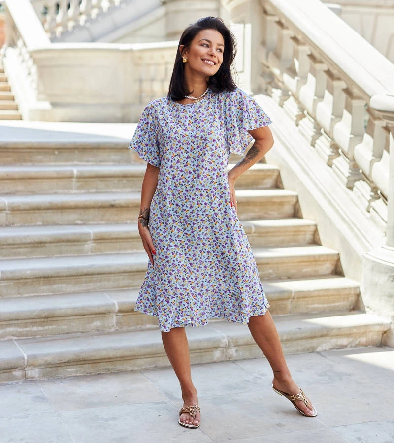 Rochie albastră cu flori de Protasio