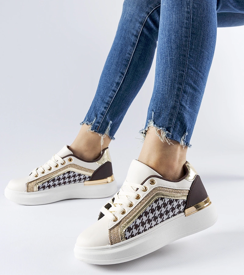 Sneakers maro-bej cu sclipici Briercliff