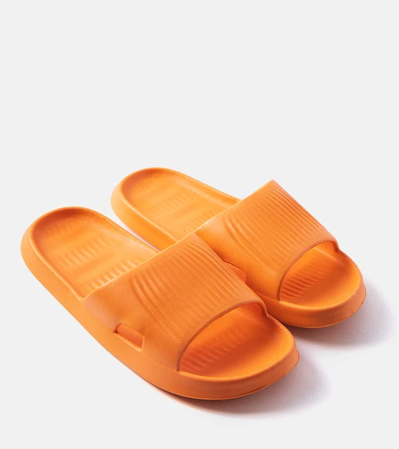 Șlapi de lemn portocalii din spumă portocalie