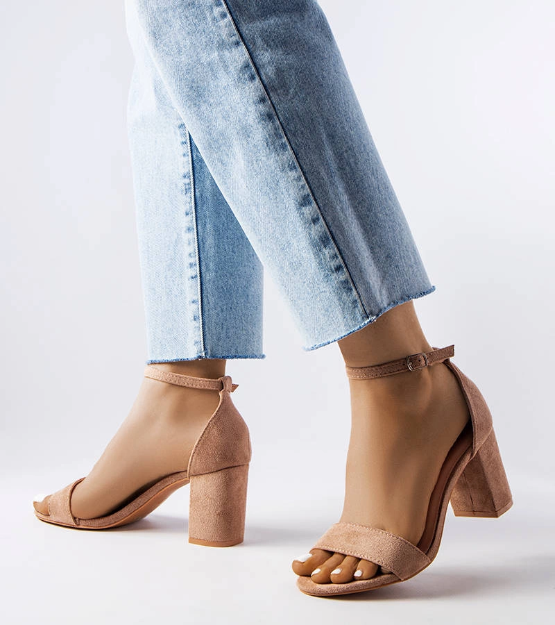 Sandale Lourna bej cu stiletto joase