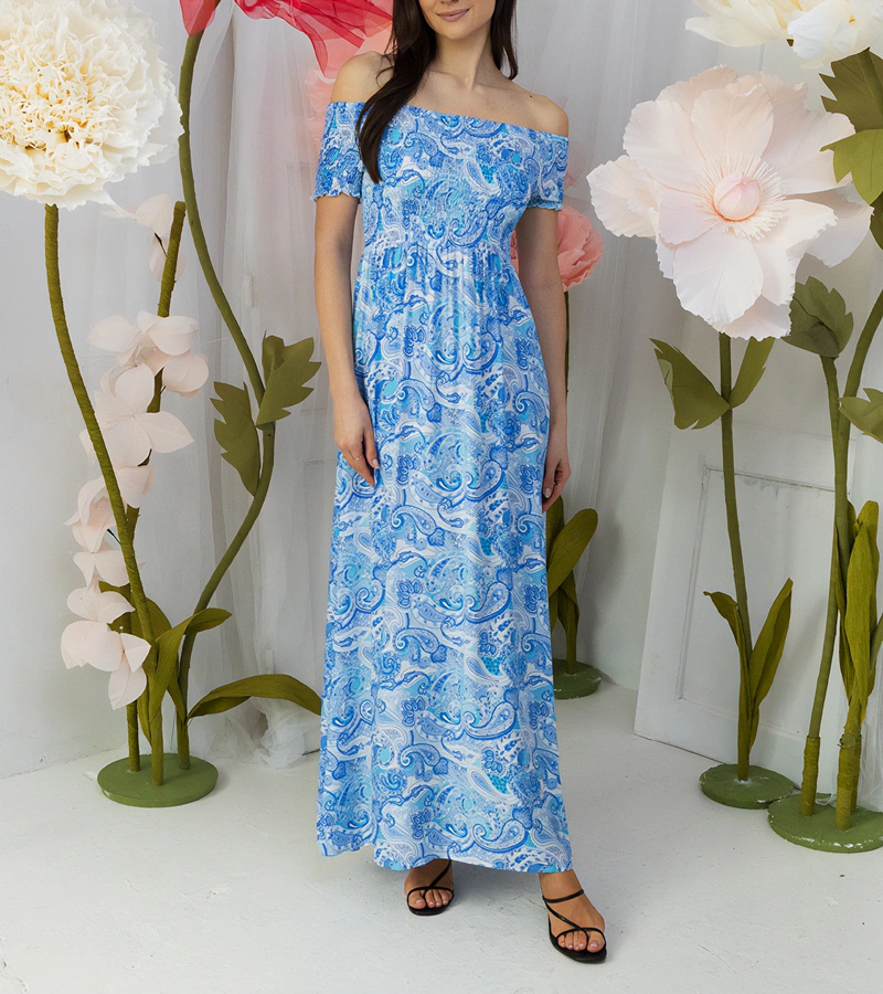 Rochie verde cu încrețitură Venezia FW32-10# BLUE