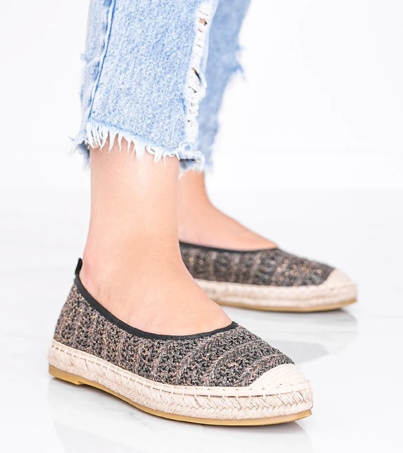 Espadrile maro cu fir auriu Zoey