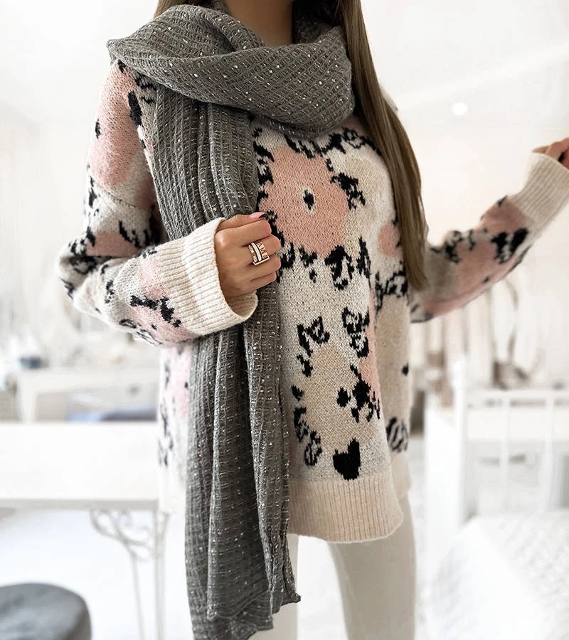 Șal cu buline gri Khalil