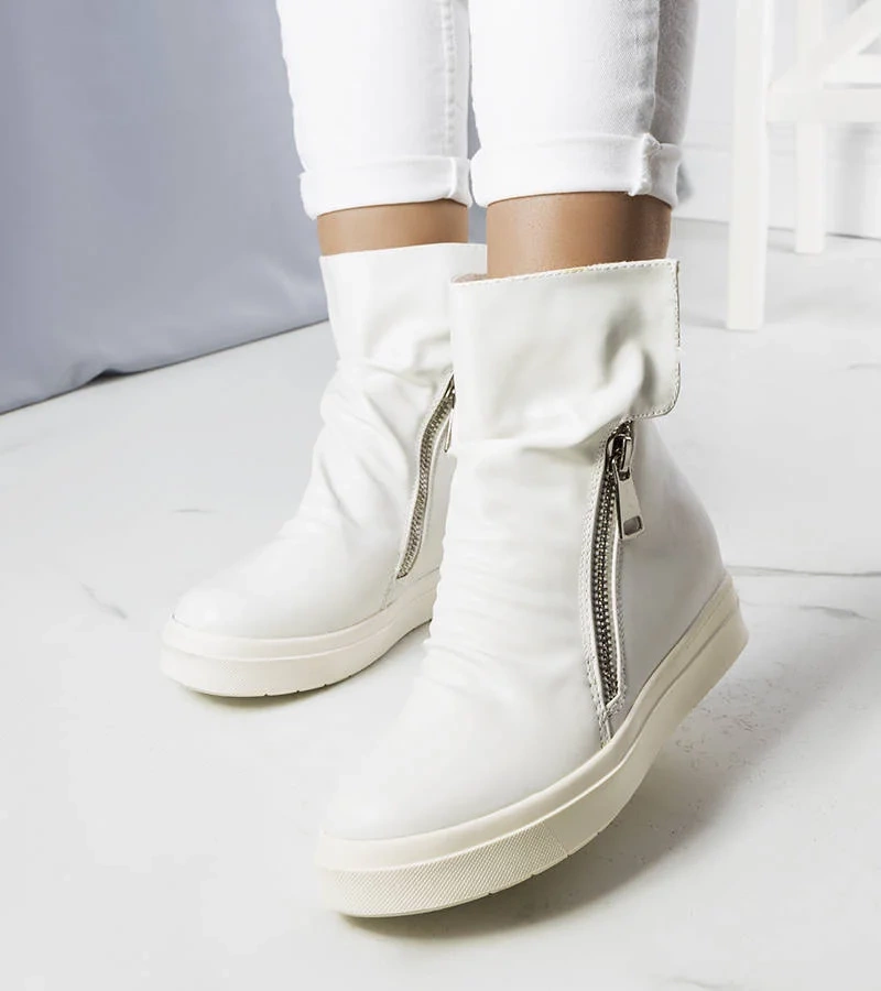 Cizme cu toc alb Monique