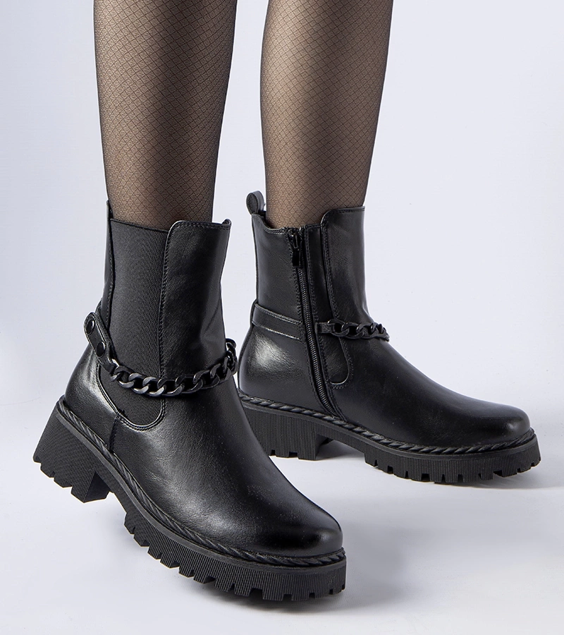 Bocanci negri călduroși cu lanț Tiziano